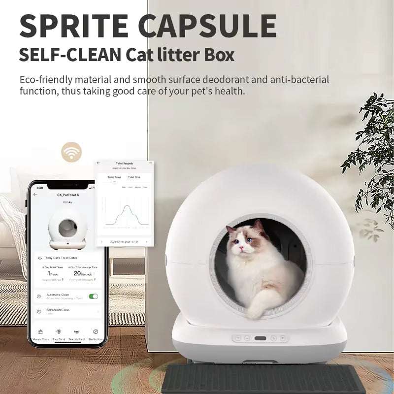 Large Capacity Automatic Cat Litter Box Self Cleaning, Smart Self-Cleaning Cat Litter Box with 72L Litter Box APP Control