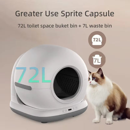 Large Capacity Automatic Cat Litter Box Self Cleaning, Smart Self-Cleaning Cat Litter Box with 72L Litter Box APP Control